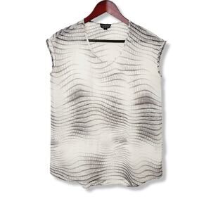 Topshop White/Gray Sleeveless Sheer Top Size 4